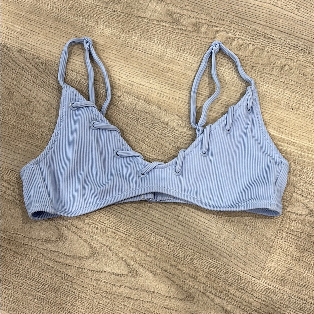 Light Blue Lace-Up Top